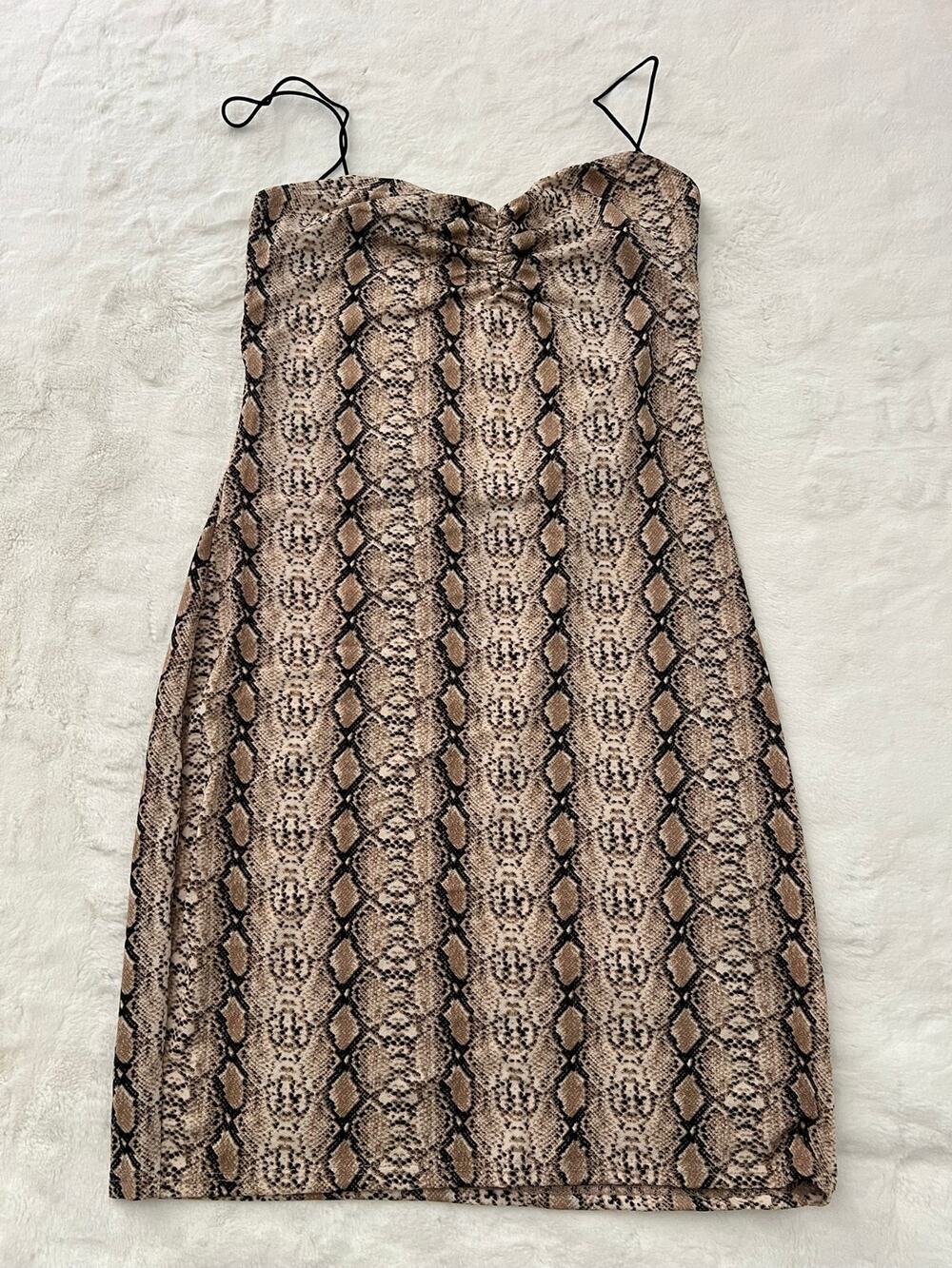 Urban Outfitters Snake Print Strapless Mini Dress Womens Medium Stretch